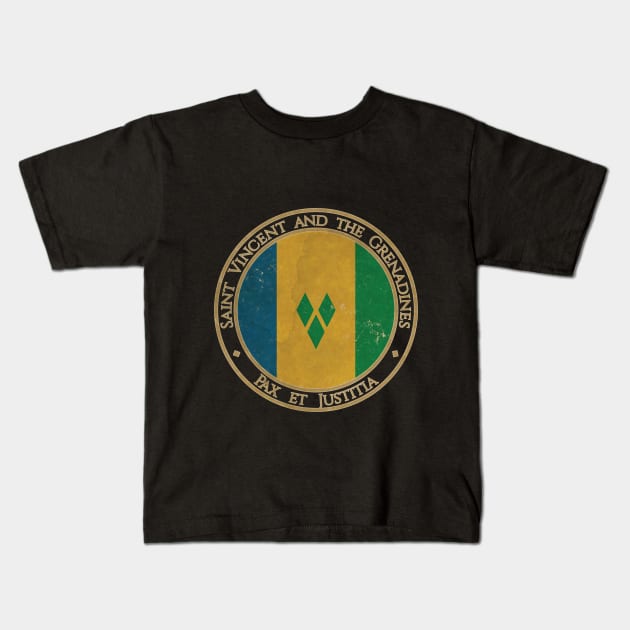 Vintage Saint Vincent and the Grenadines USA North America United States Flag Kids T-Shirt by DragonXX